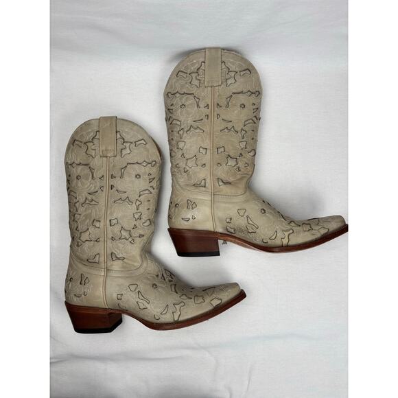 SHYANNE WOMENS LASER CUT WESTERN LEATHER COWBOY BOOTS SIZE 8.5M Festival Country - Picture 11 of 12